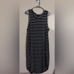 Plus Black & White Striped Tank Dress